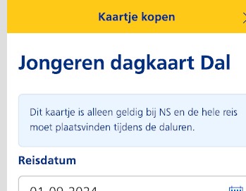 Aangepaste informatie daluren e-ticket