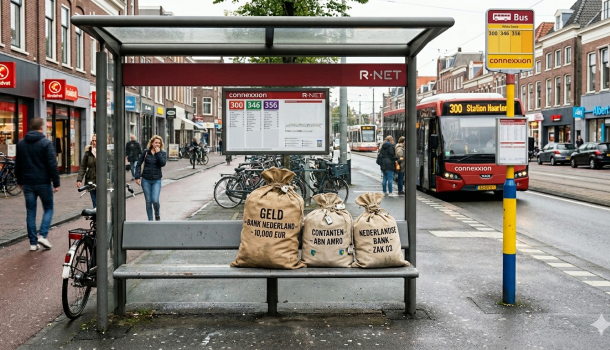 Bushalte met geld