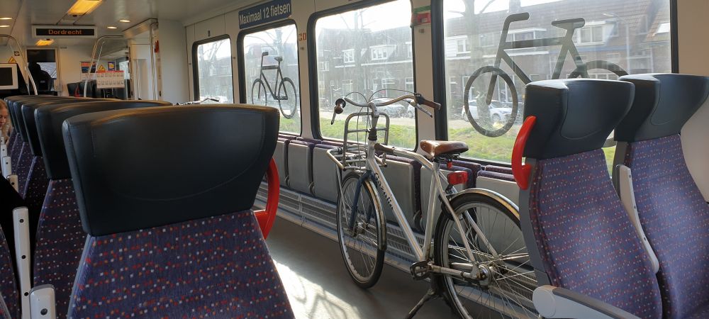 Foto van fiets in de trein
